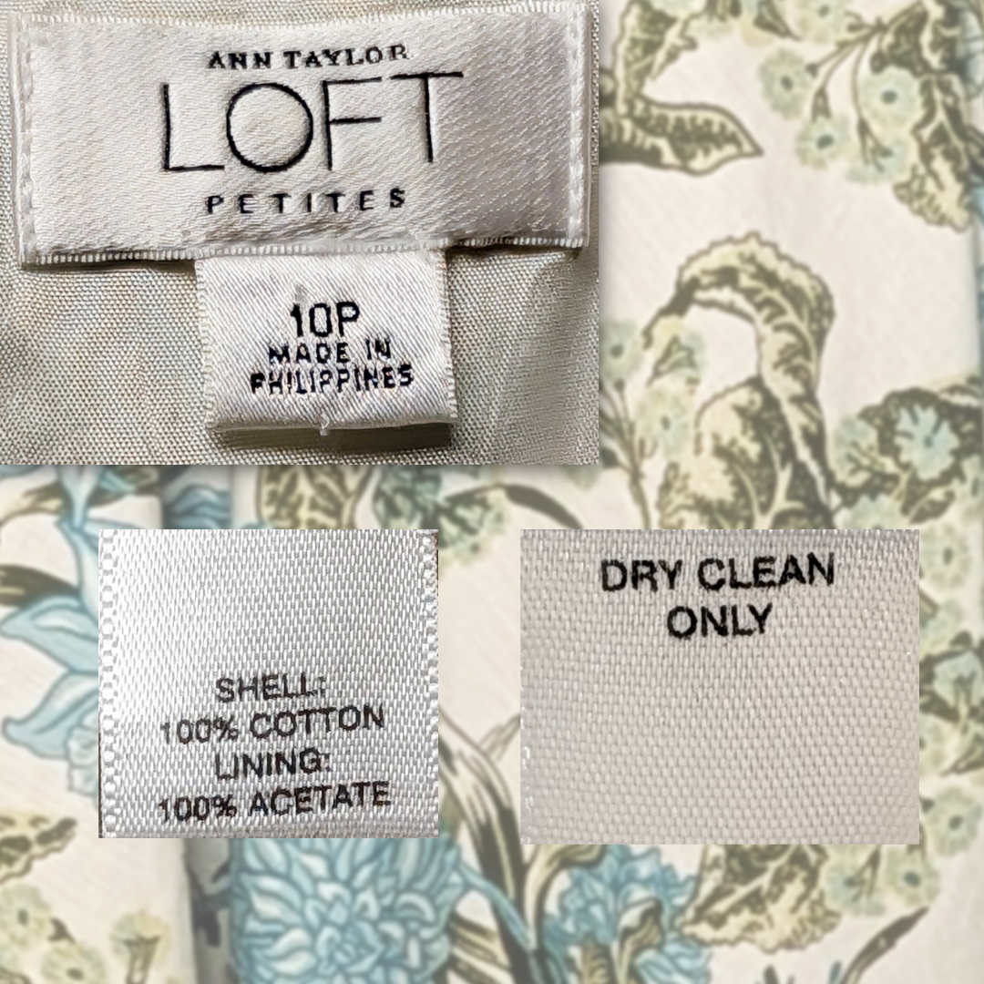 Ann Taylor Loft Spaghetti Strap Cocktail Dress sz 10P, vibrant blue/green floral