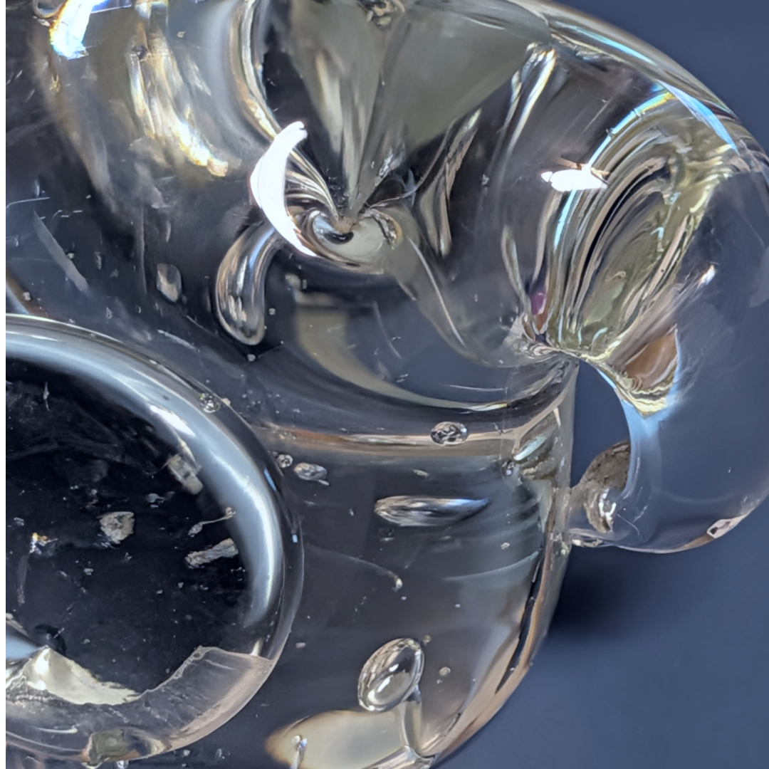 Vintage Controlled Bubble Art Glass Elephant Paperweight Figurine Hand Blown