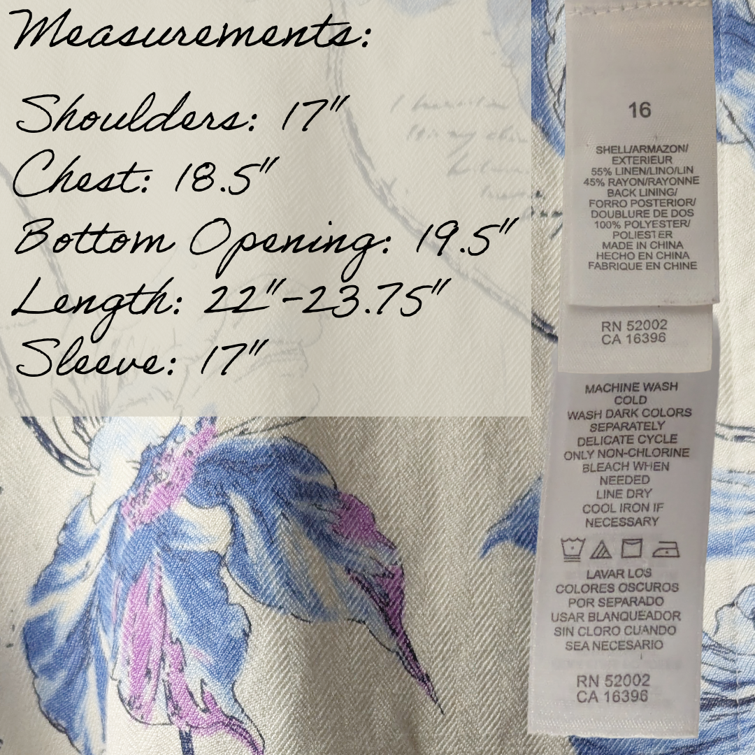 Emma James by Liz Claiborne Floral Linen Jacket, size 16
