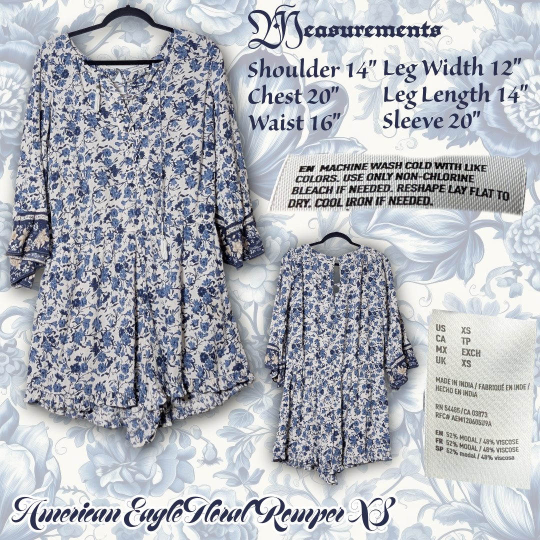 American Eagle size XS Floral Romper, Modal/Viscose blend