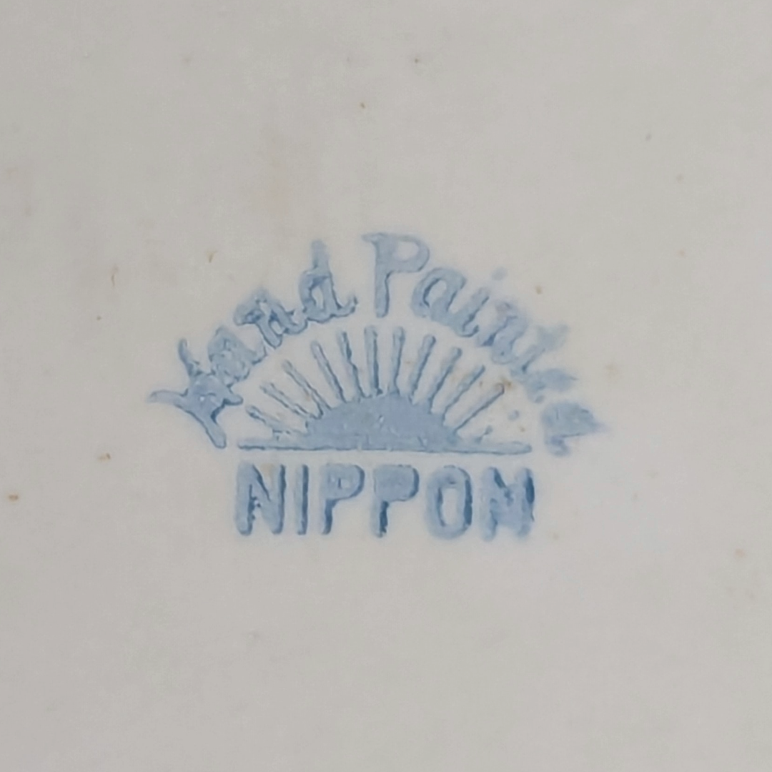 Antique Nippon Hand-Painted Butter Dish with Windmill Landscape