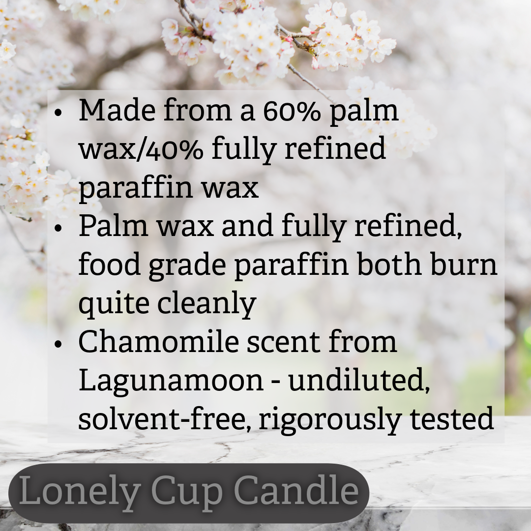 Lonely Cup Candle: Vintage Symco China Cerise Singleton Cup with Handpoured Chamomile Candle