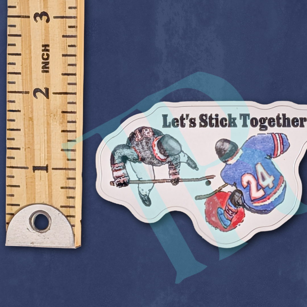 Hockey "Let's Stick Together" Valentine's Day Die-Cut Sticker, 3" x 2"