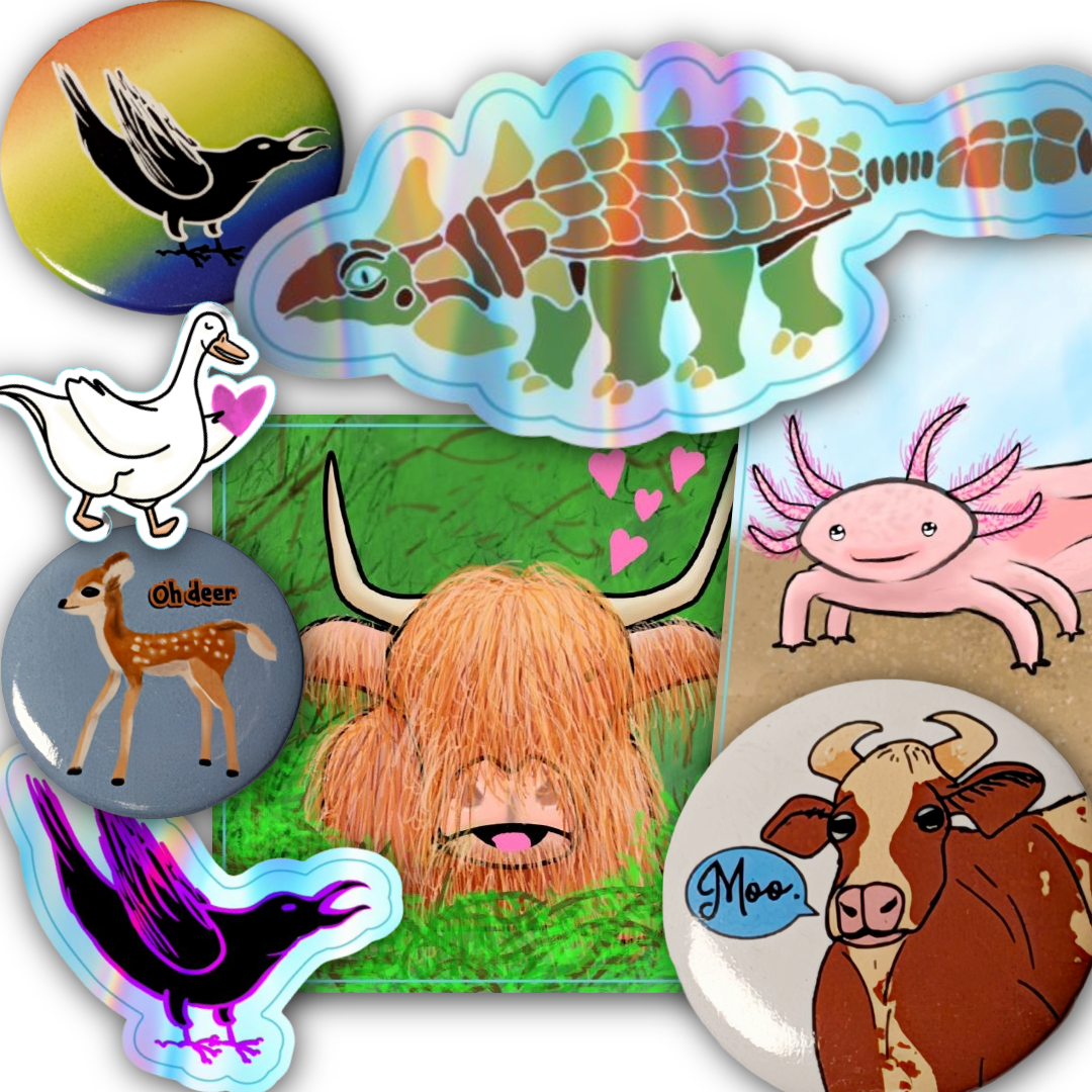 Animal Art - Stickers, Magnets, Buttons, Stationery, Apparel!