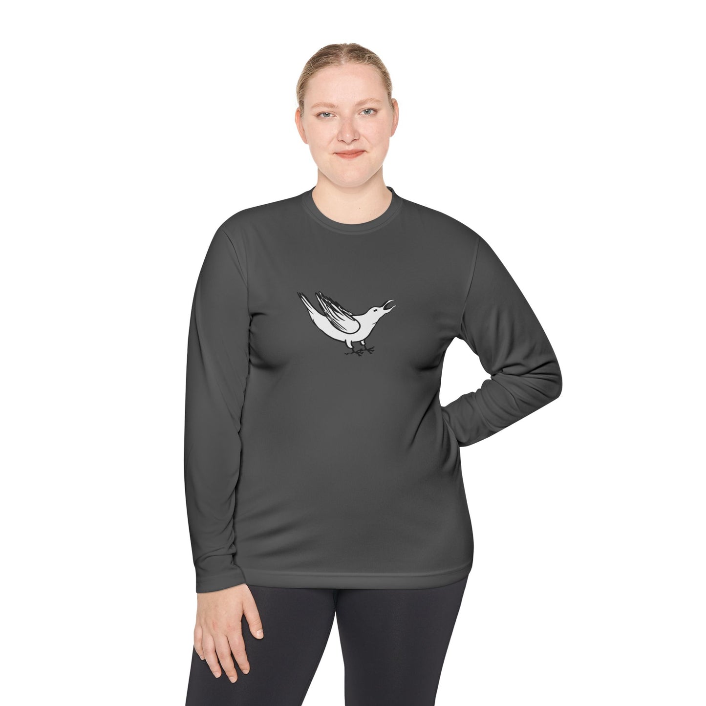 White Crow Yelling on Unisex Lightweight Long Sleeve Tee