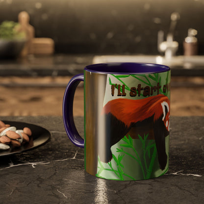 "I'll start over tomorrow" mug with cartoon red panda