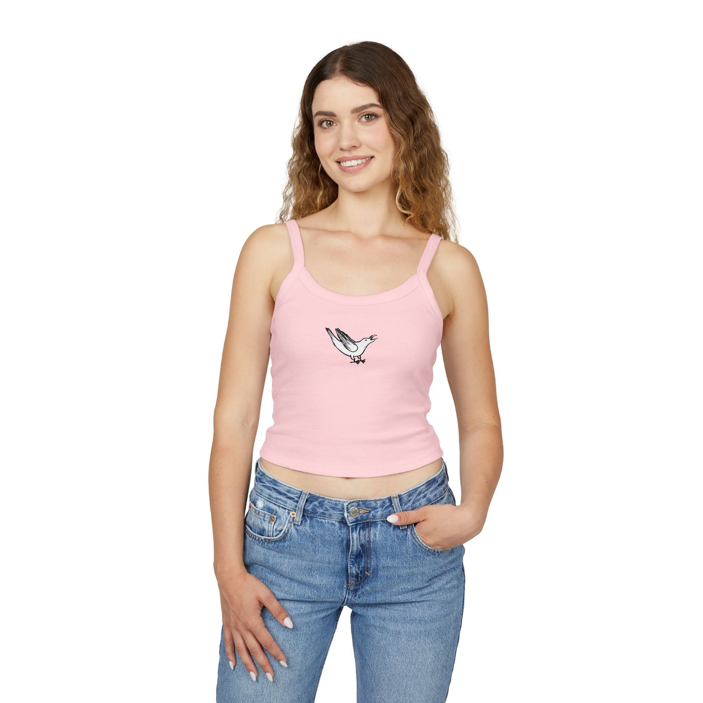 White Crow Yelling on Women's Micro-rib Tank Top