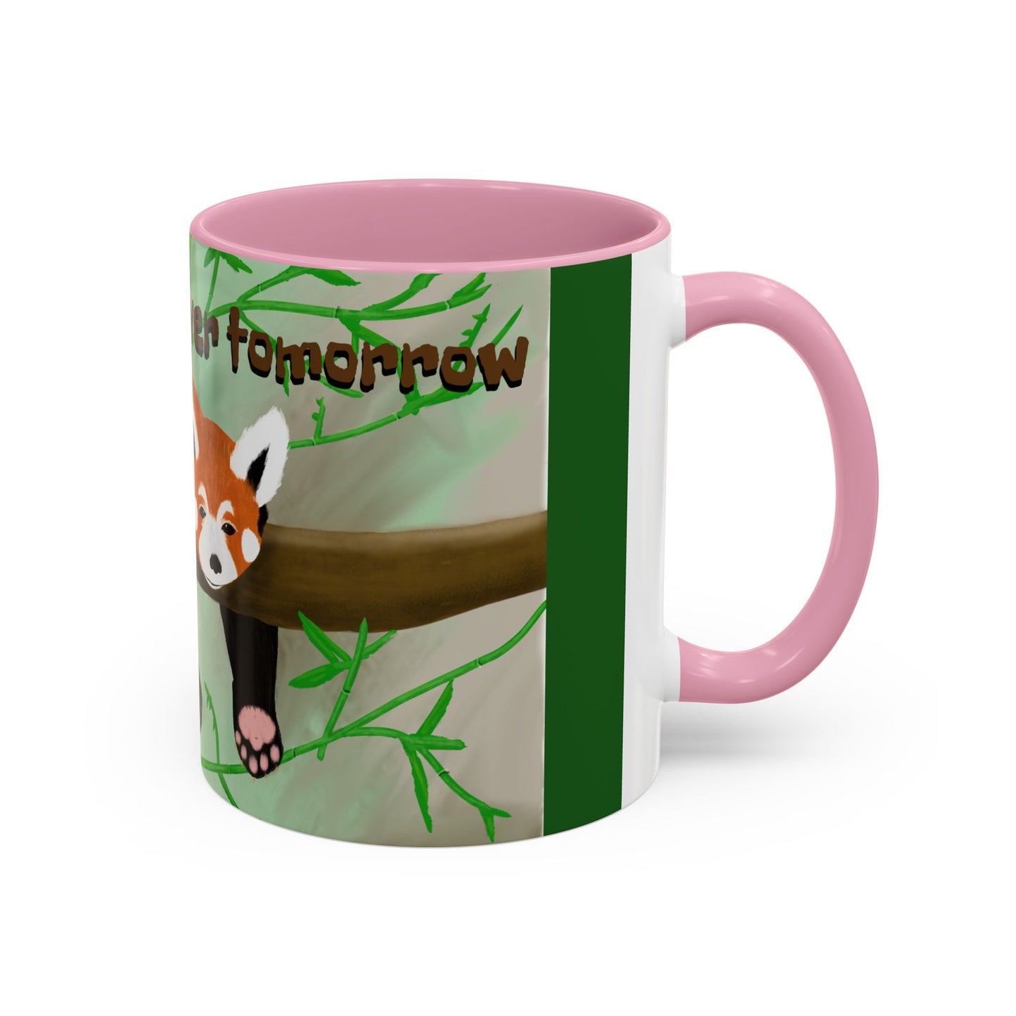 "I'll start over tomorrow" mug with cartoon red panda