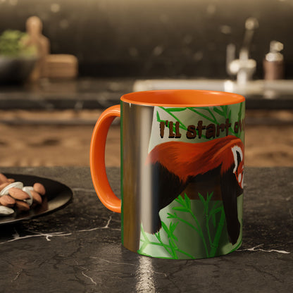 "I'll start over tomorrow" mug with cartoon red panda