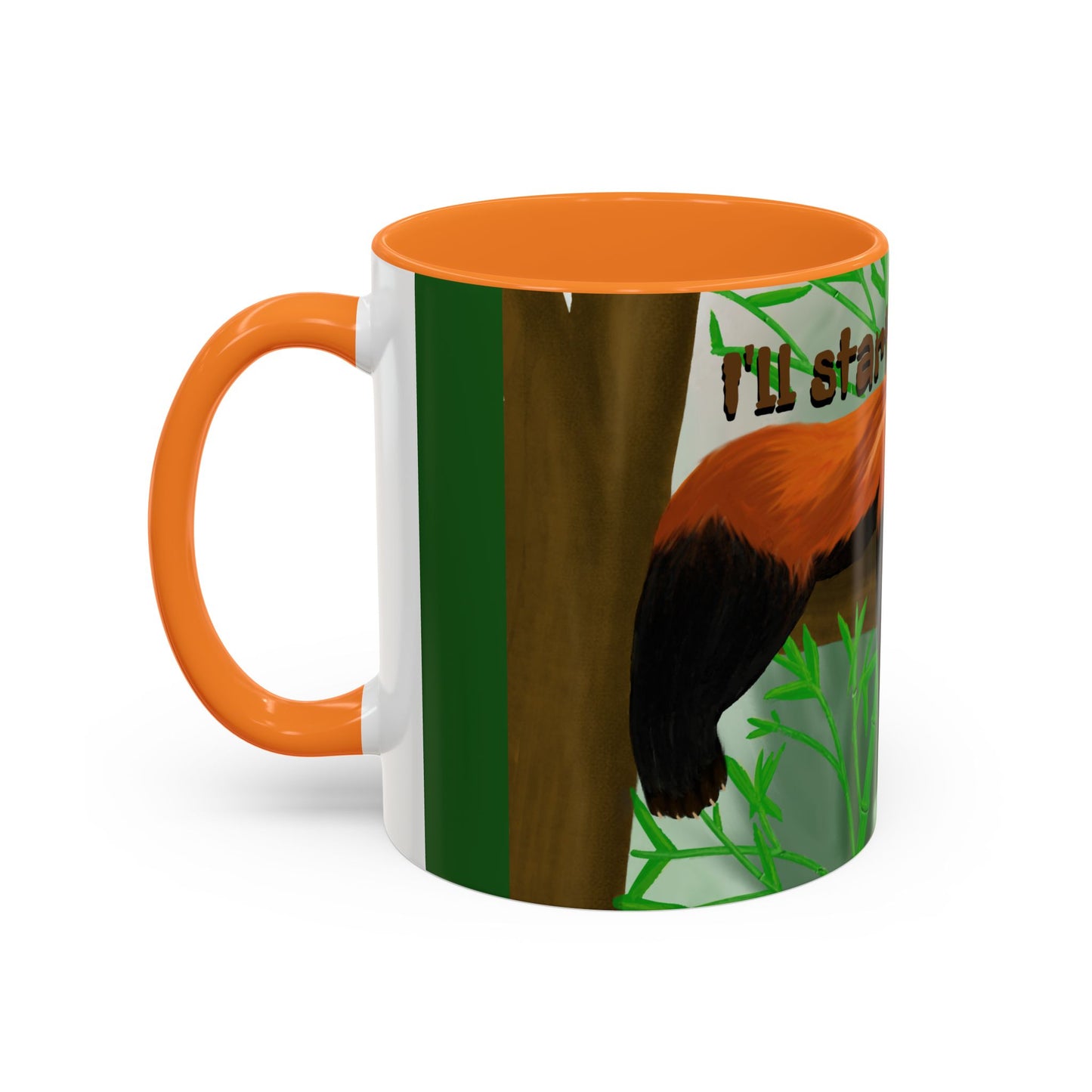 "I'll start over tomorrow" mug with cartoon red panda