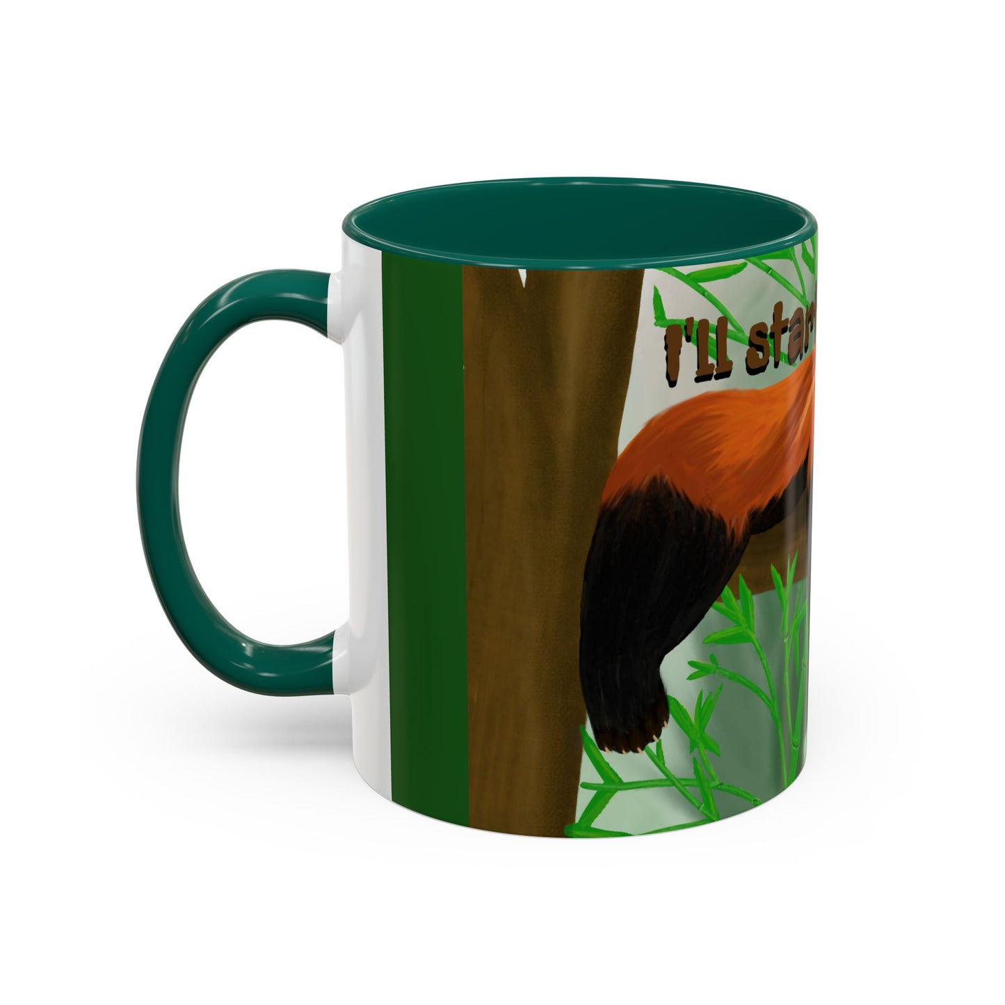 "I'll start over tomorrow" mug with cartoon red panda