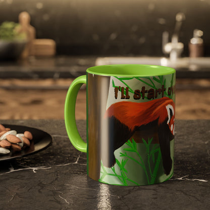 "I'll start over tomorrow" mug with cartoon red panda