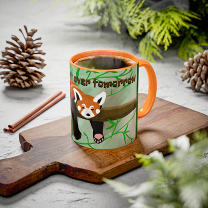 "I'll start over tomorrow" mug with cartoon red panda
