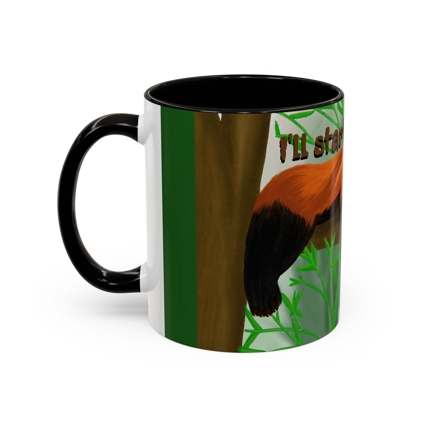 "I'll start over tomorrow" mug with cartoon red panda