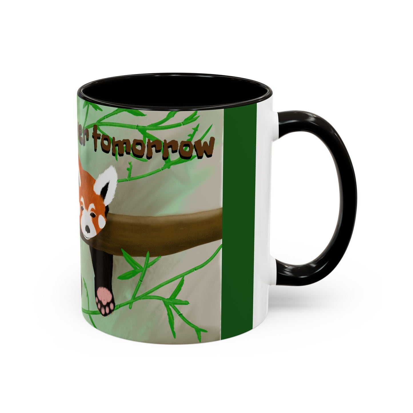 "I'll start over tomorrow" mug with cartoon red panda