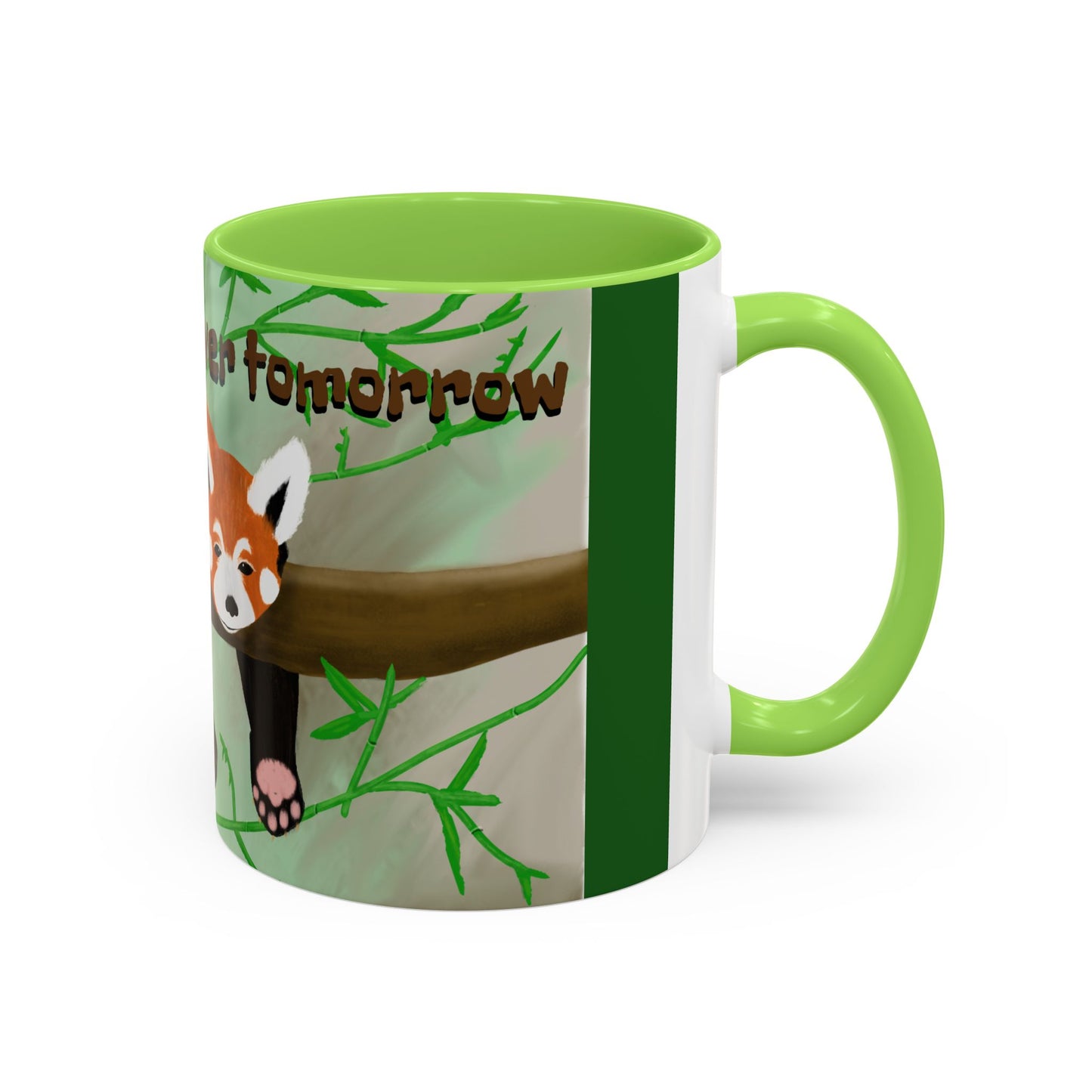 "I'll start over tomorrow" mug with cartoon red panda