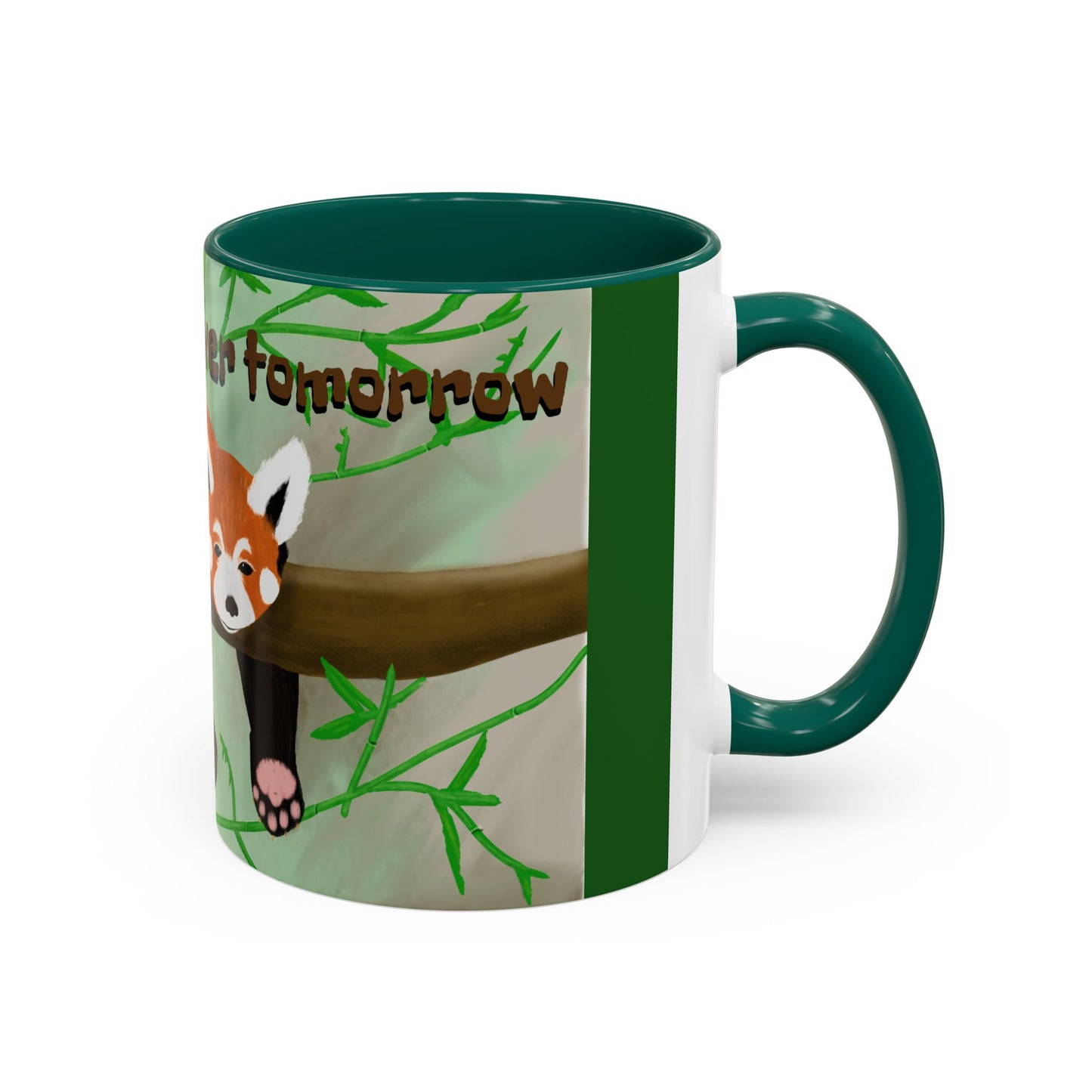 "I'll start over tomorrow" mug with cartoon red panda