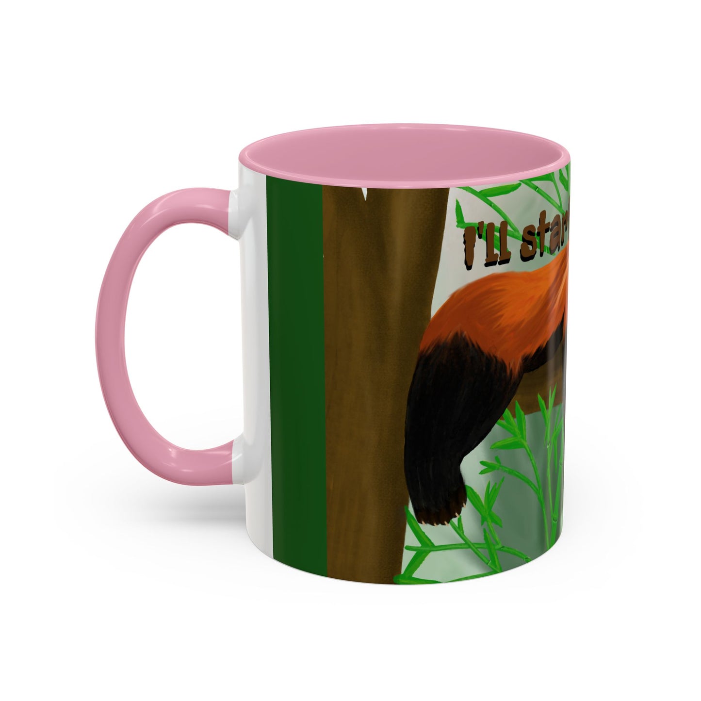 "I'll start over tomorrow" mug with cartoon red panda