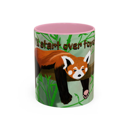 "I'll start over tomorrow" mug with cartoon red panda