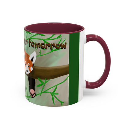 "I'll start over tomorrow" mug with cartoon red panda