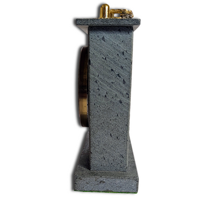 Mid-Century Mercedes Mantel Clock in Green Aventurine Case with original Junghans Quartz W756 Movement