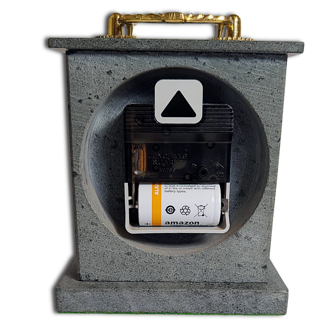 Mid-Century Mercedes Mantel Clock in Green Aventurine Case with original Junghans Quartz W756 Movement