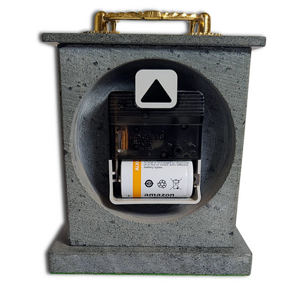 Mid-Century Mercedes Mantel Clock in Green Aventurine Case with original Junghans Quartz W756 Movement
