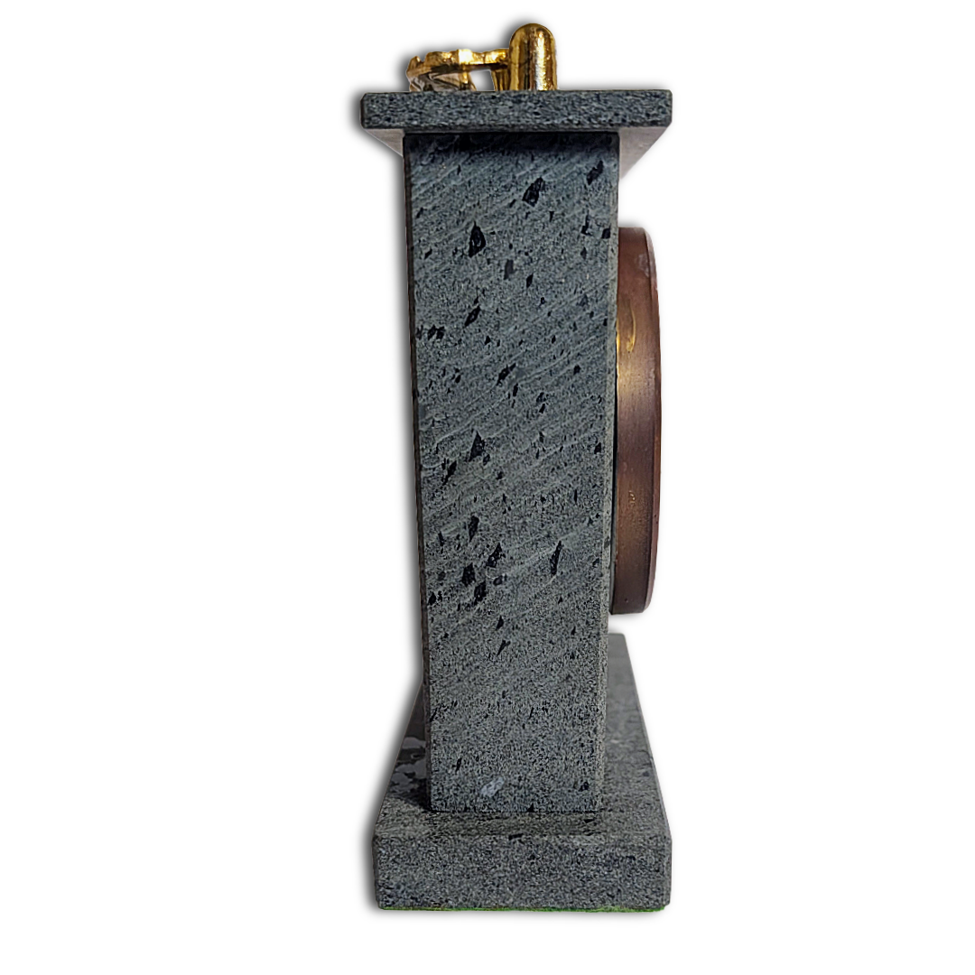 Mid-Century Mercedes Mantel Clock in Green Aventurine Case with original Junghans Quartz W756 Movement