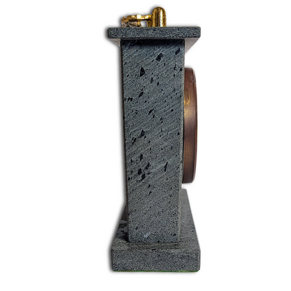 Mid-Century Mercedes Mantel Clock in Green Aventurine Case with original Junghans Quartz W756 Movement