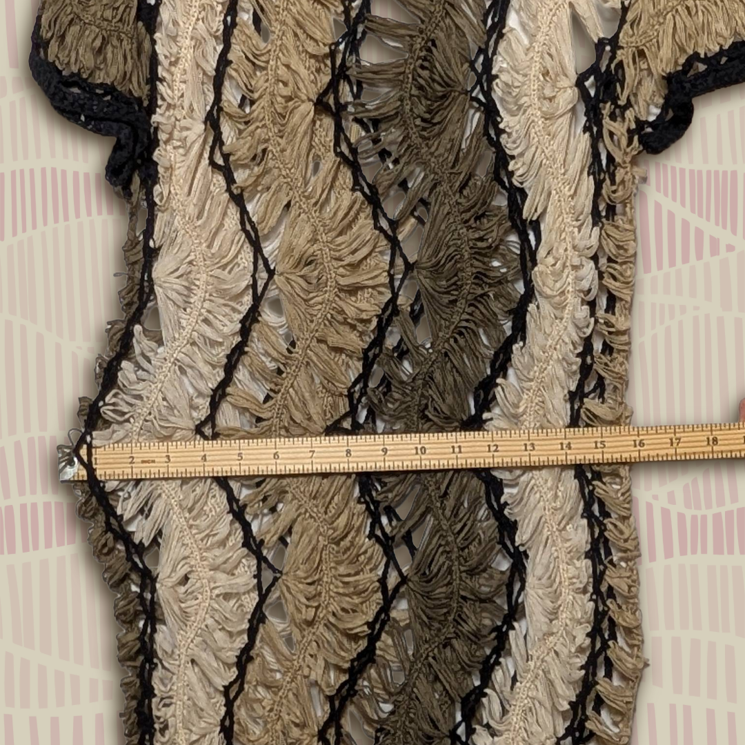 Fever Brown size L Crochet Open Knit Layering Top