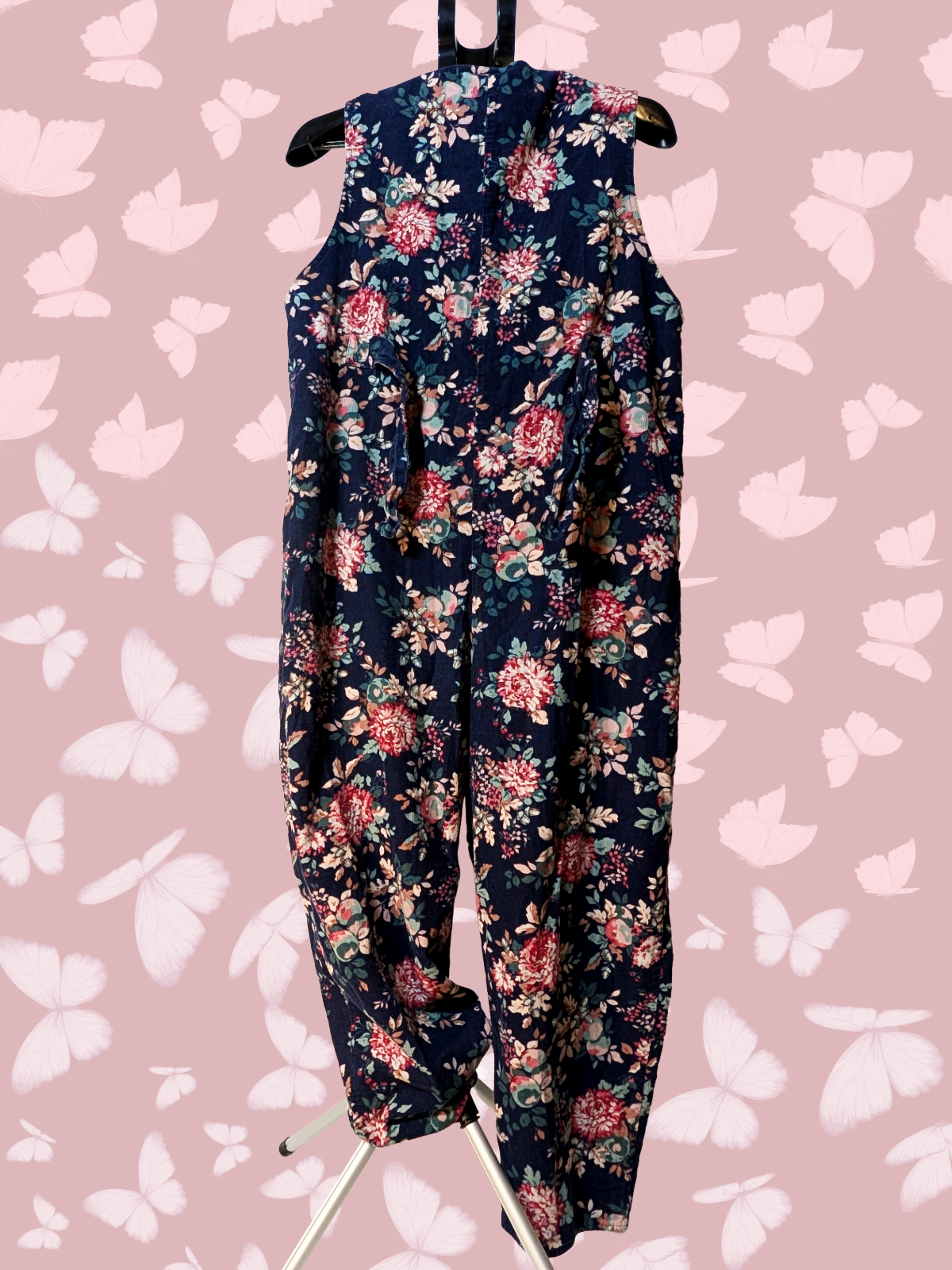 Laura Ashley Jumpsuit sz M Floral Corduroy Sleeveless Relaxed One Piece Ireland