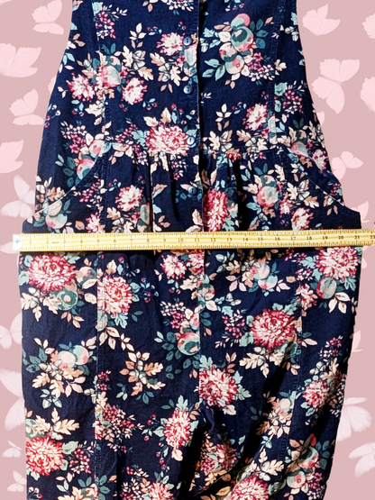 Laura Ashley Jumpsuit sz M Floral Corduroy Sleeveless Relaxed One Piece Ireland