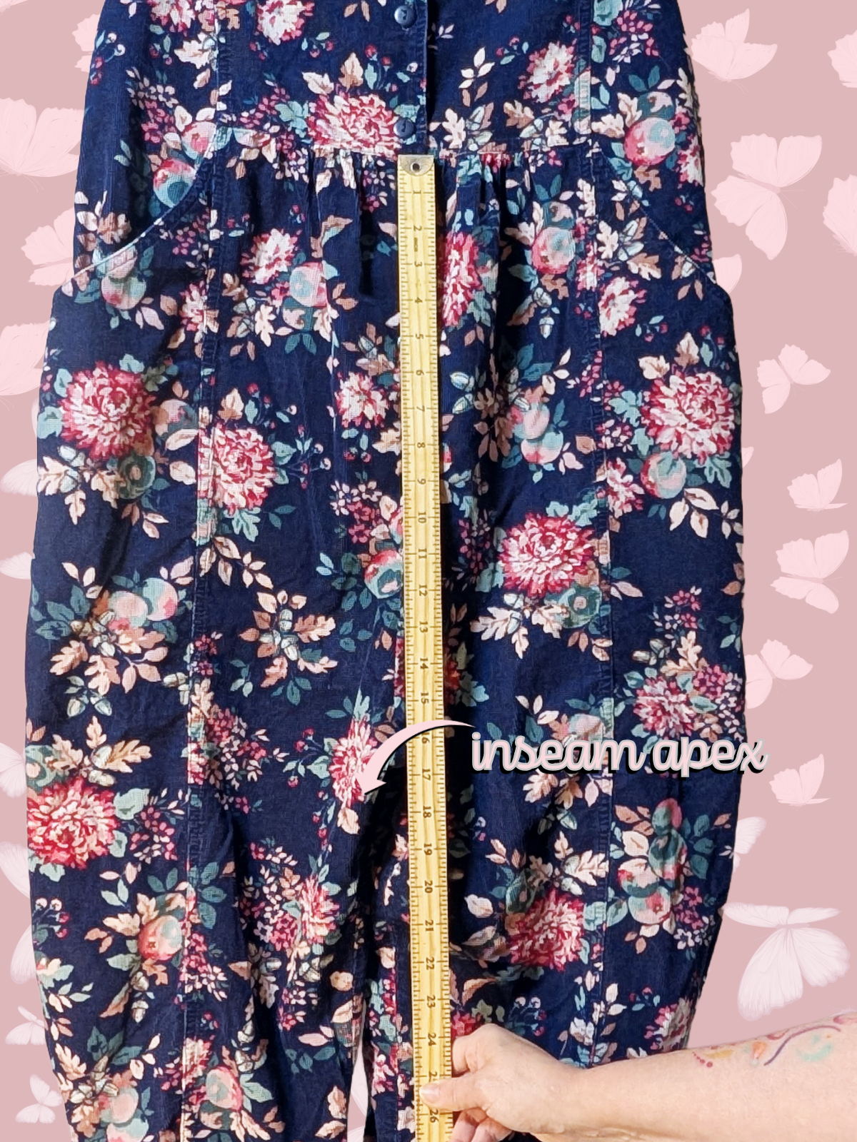 Laura Ashley Jumpsuit sz M Floral Corduroy Sleeveless Relaxed One Piece Ireland