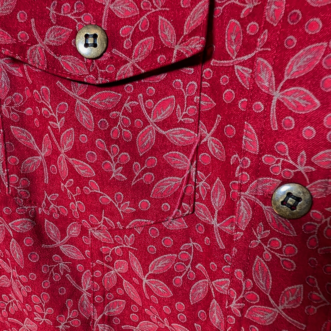 CJ Banks 1X Plus Burgundy Floral Minky Soft Button Down Lined Shirt Casual LS
