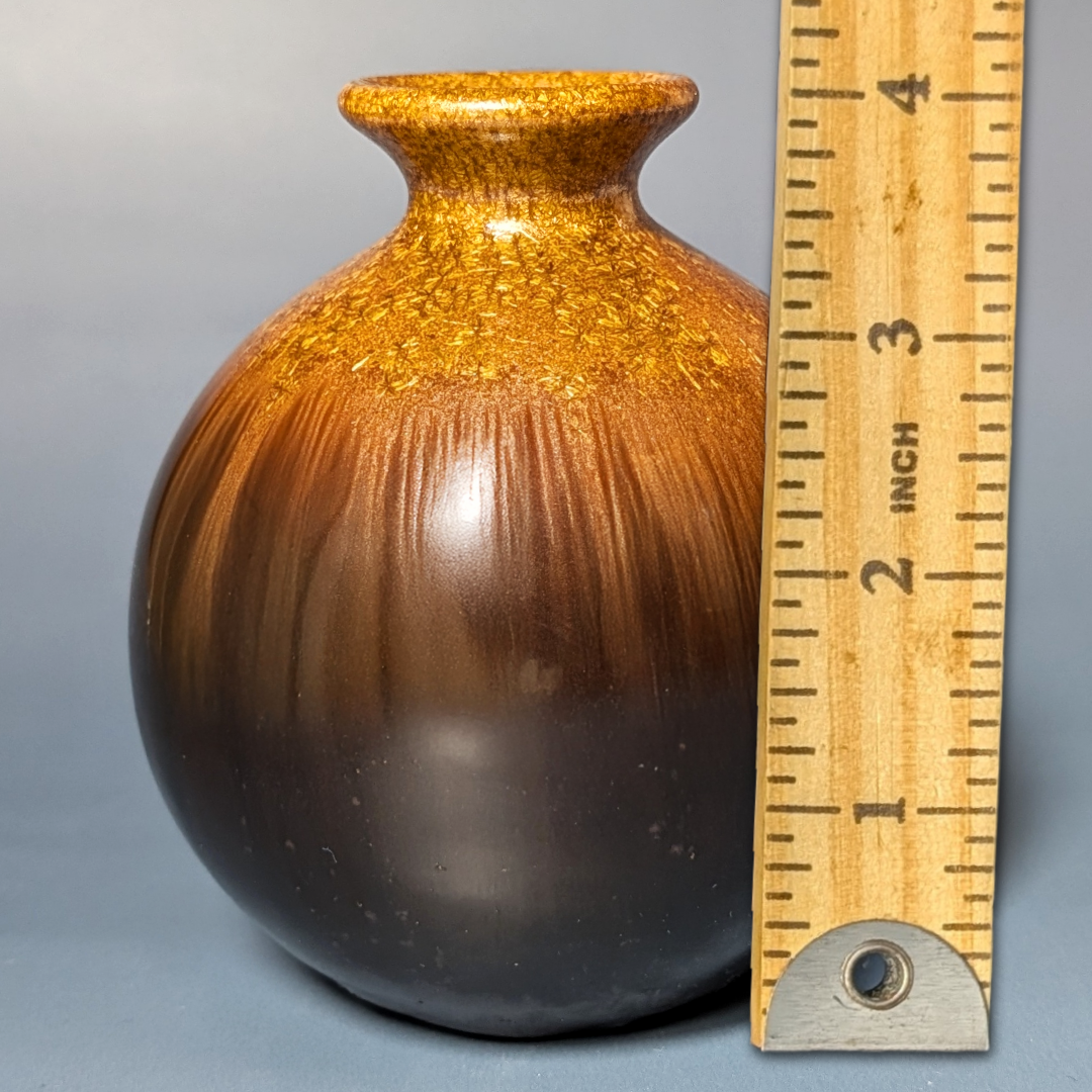 Stunning VTG Hand-Thrown Studio Pottery Vase w/ Crystalline Drip Glaze 4" tall