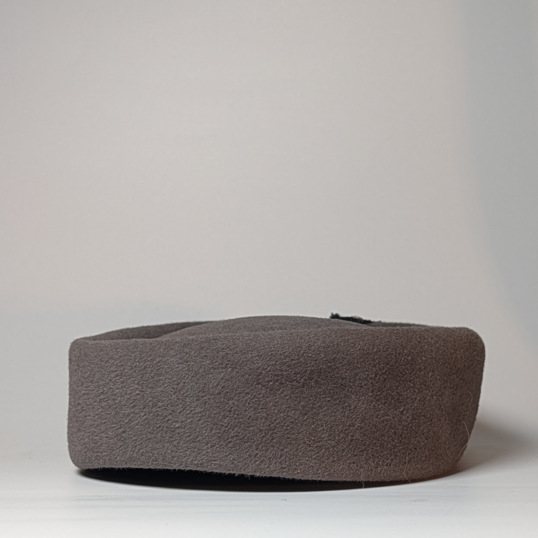 Vintage Arona Original Pillbox Hat - Grey Felt with Embellished Bow