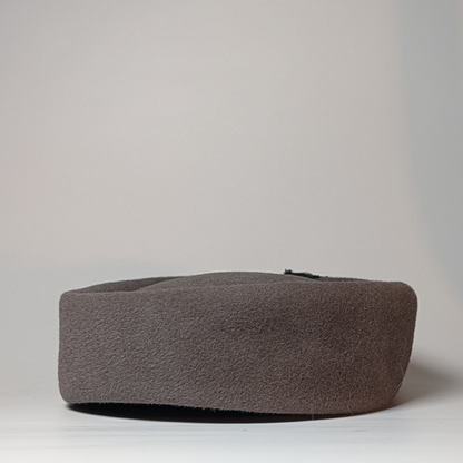 Vintage Arona Original Pillbox Hat - Grey Felt with Embellished Bow