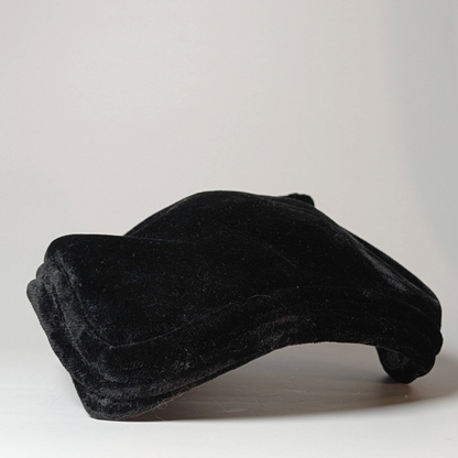 Vintage Mid Century Black Velvet Fascinator Pillbox Hat Slim Toque 1950s 1960s