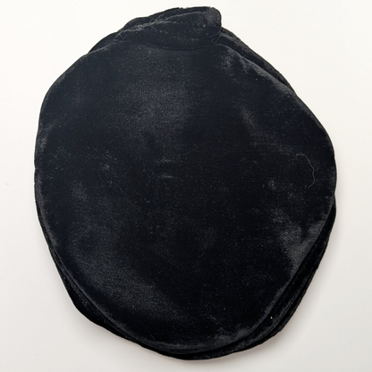 Vintage Mid Century Black Velvet Fascinator Pillbox Hat Slim Toque 1950s 1960s