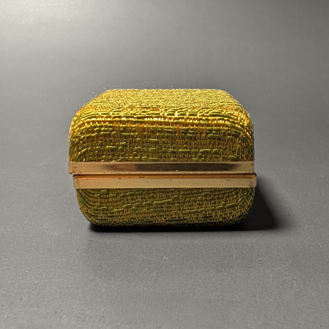 Avocado Green vintage Chanté ring box with "genuine ivory" tag inside