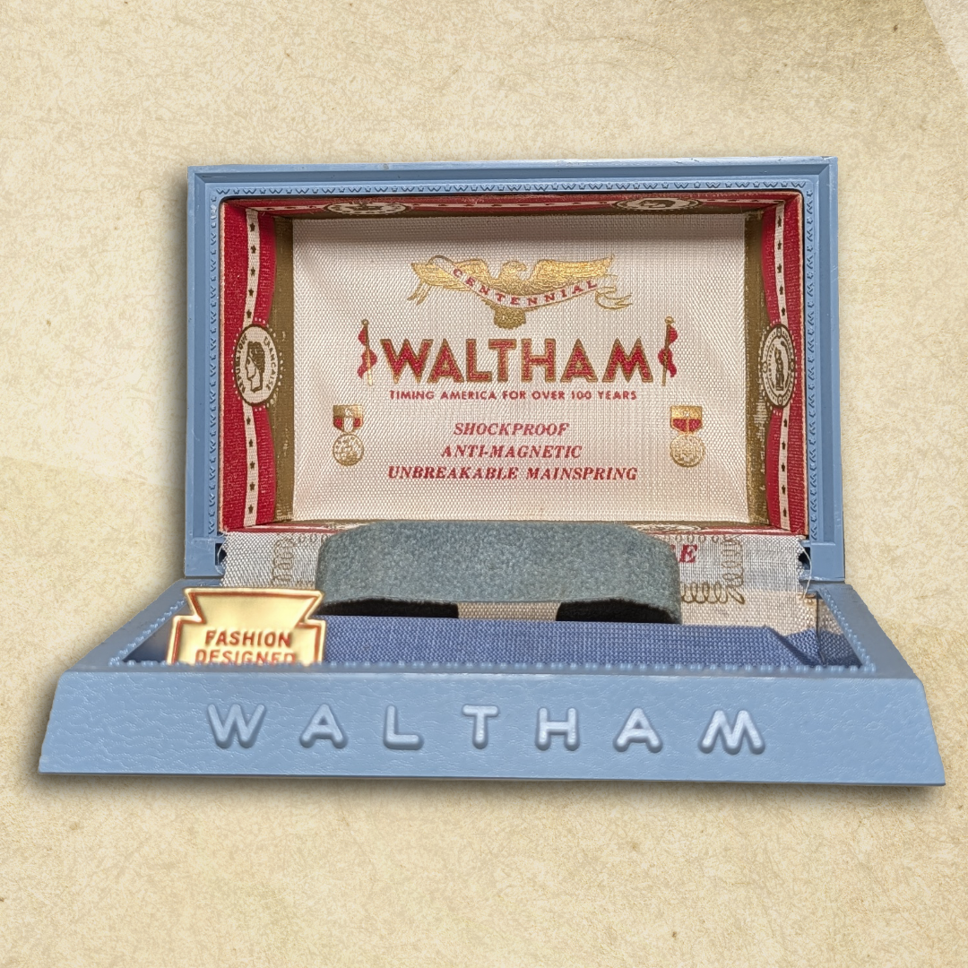 Blue Waltham Vintage Watch Presentation Box BOX ONLY