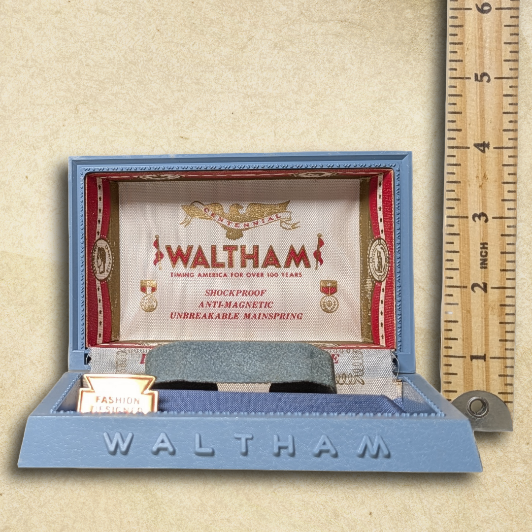 Blue Waltham Vintage Watch Presentation Box BOX ONLY