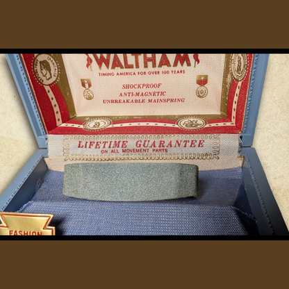 Blue Waltham Vintage Watch Presentation Box BOX ONLY