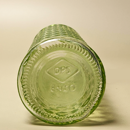 Vintage Green Glass Diamond Pattern Bottle Carafe Vase 8" DPS Bottom Mark