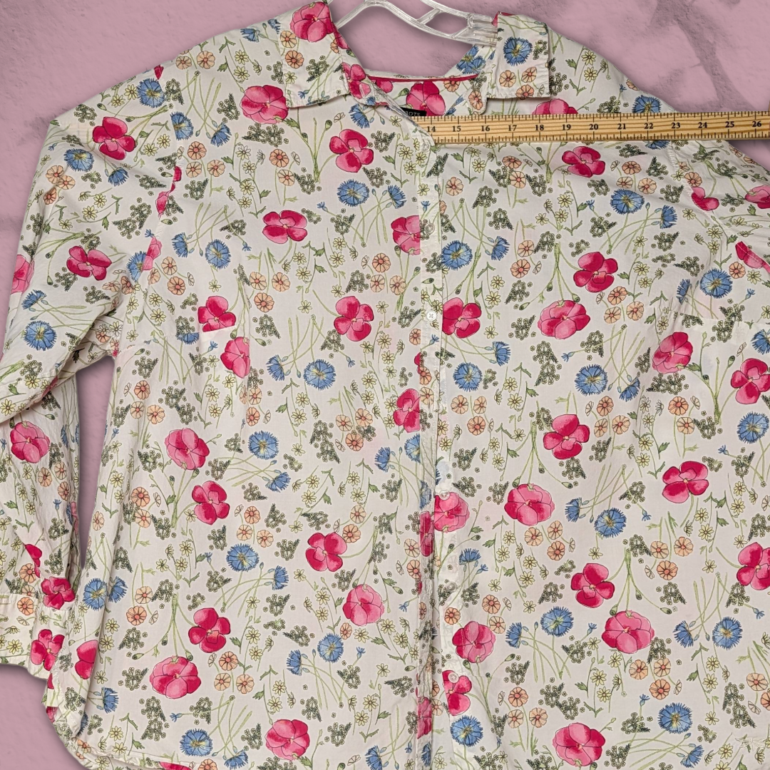 Talbot's size 22W Long Sleeve 100% Cotton Button-Down Floral Shirt