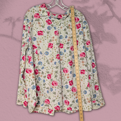 Talbot's size 22W Long Sleeve 100% Cotton Button-Down Floral Shirt