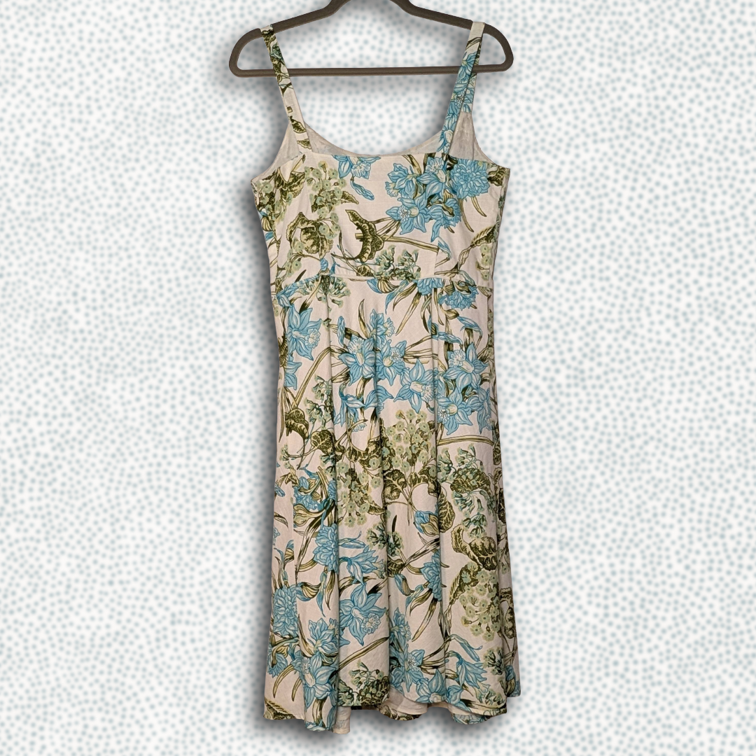 Ann Taylor Loft Spaghetti Strap Cocktail Dress sz 10P, vibrant blue/green floral