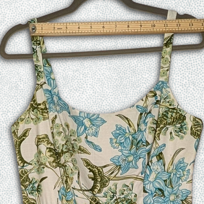 Ann Taylor Loft Spaghetti Strap Cocktail Dress sz 10P, vibrant blue/green floral