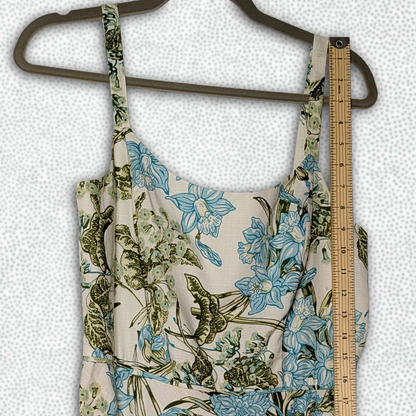 Ann Taylor Loft Spaghetti Strap Cocktail Dress sz 10P, vibrant blue/green floral