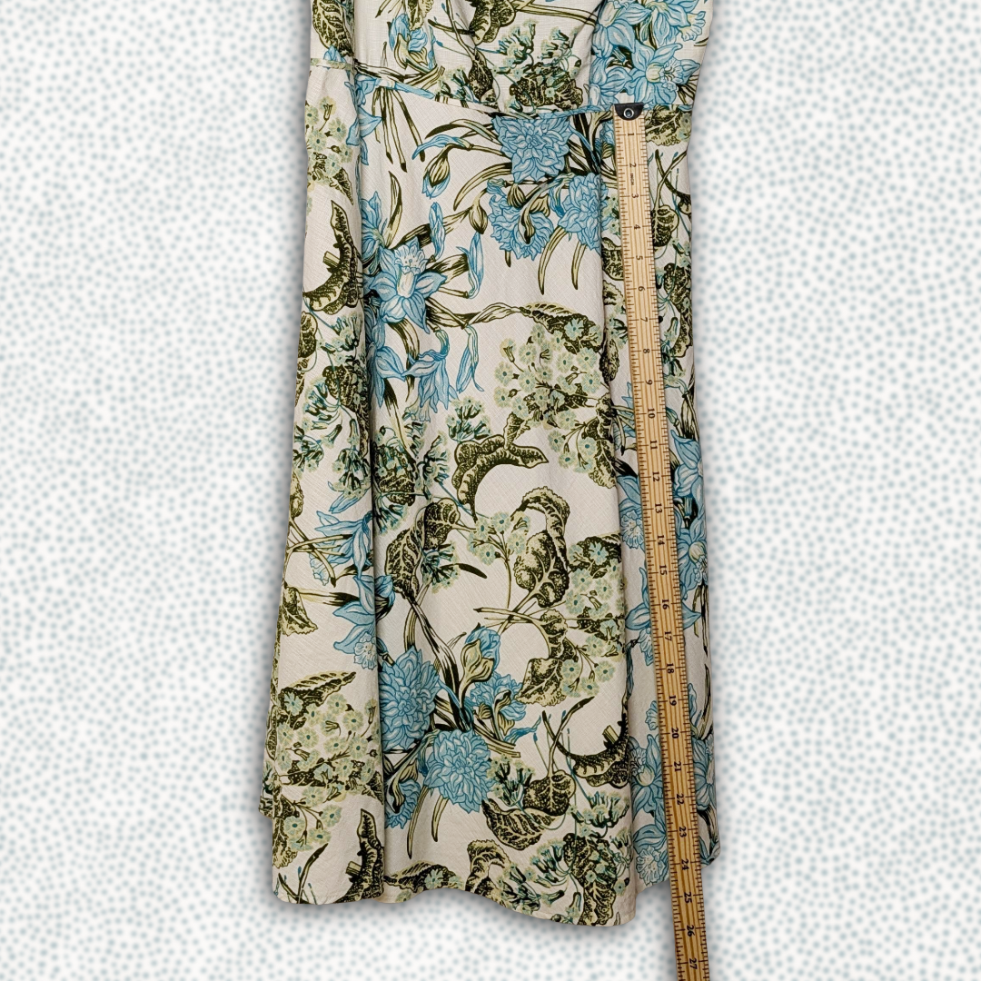 Ann Taylor Loft Spaghetti Strap Cocktail Dress sz 10P, vibrant blue/green floral